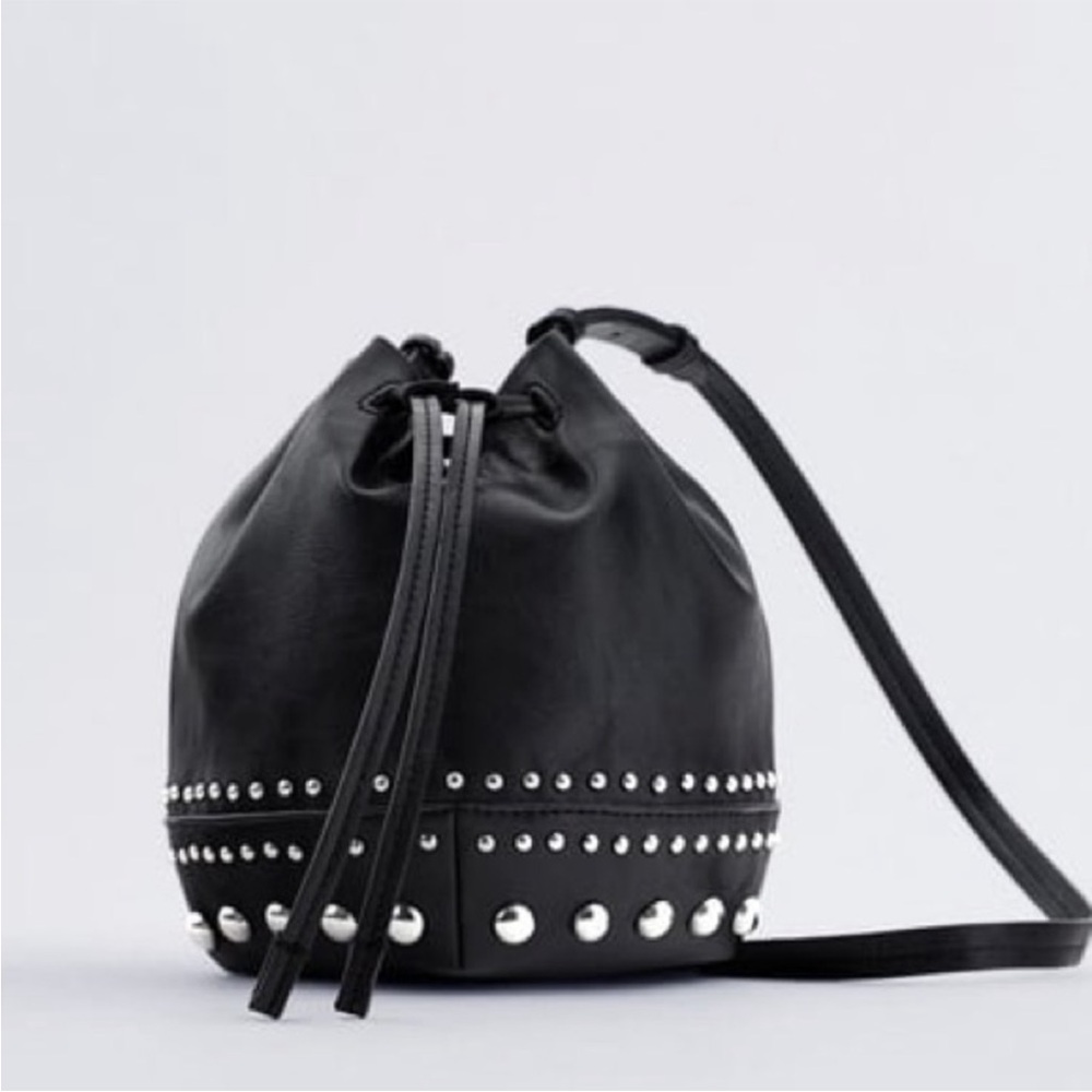 Zara Black Bucket Bag Mini Studded